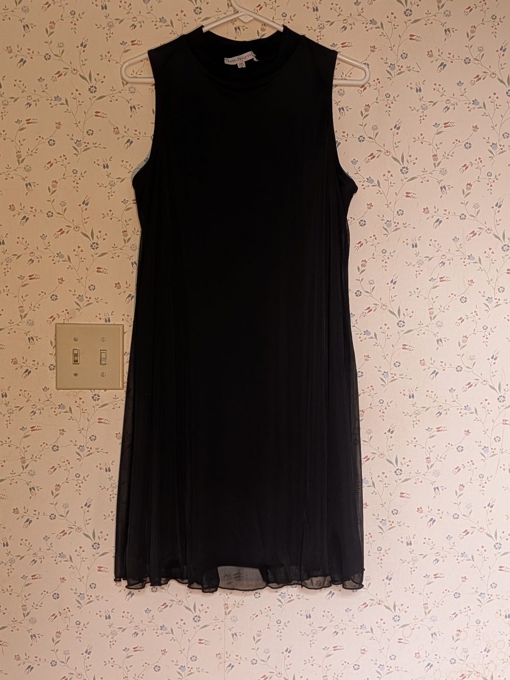 Annalee & Hope M dress Sleeveless Black Chiffon LBD  Elegant A-Line Sheer Cover